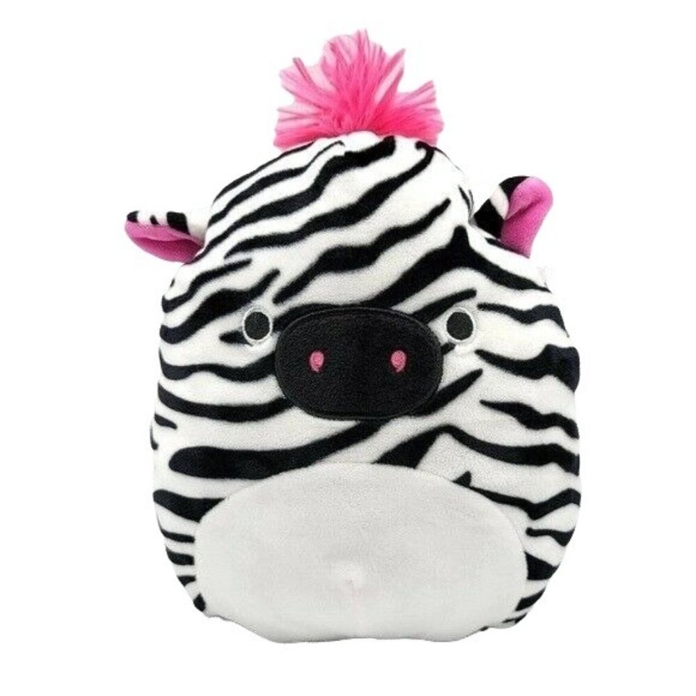 Squishmallows Tracey Zebra Plush Black White 8" Stripe Pink Mohawk Tail Kellytoy